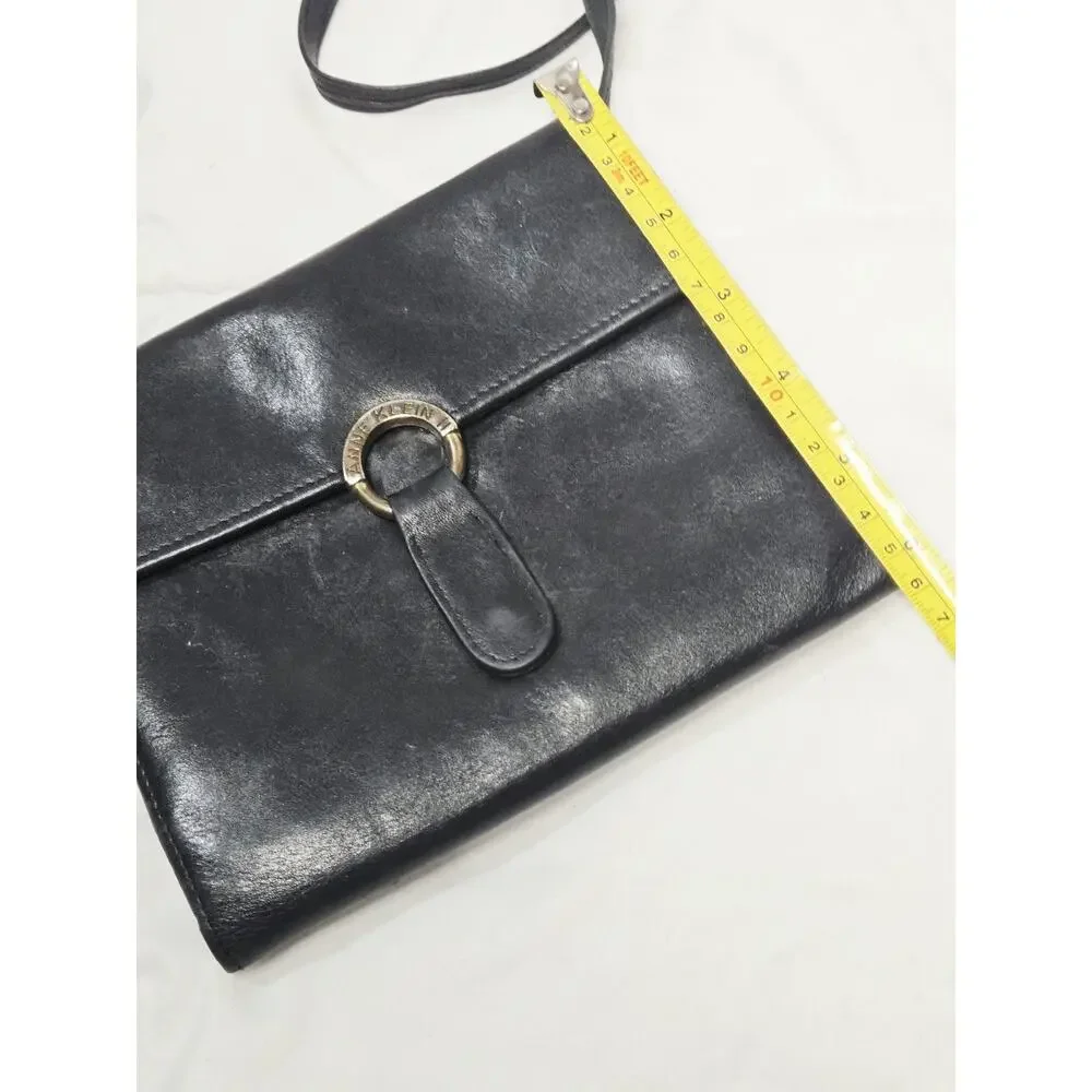 Hobo Vtg Black Genuine Leather Crossbody Anne Klein Boho Inde Retro Grunge 90's